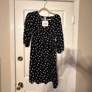 Isabel Maternity by Ingrid & Isabel Black with White Polka Dot Midi Dress